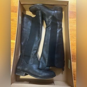 Jessica Simpson Ranica Knee Hi Boots-size 6.5 Black leather and fabric.